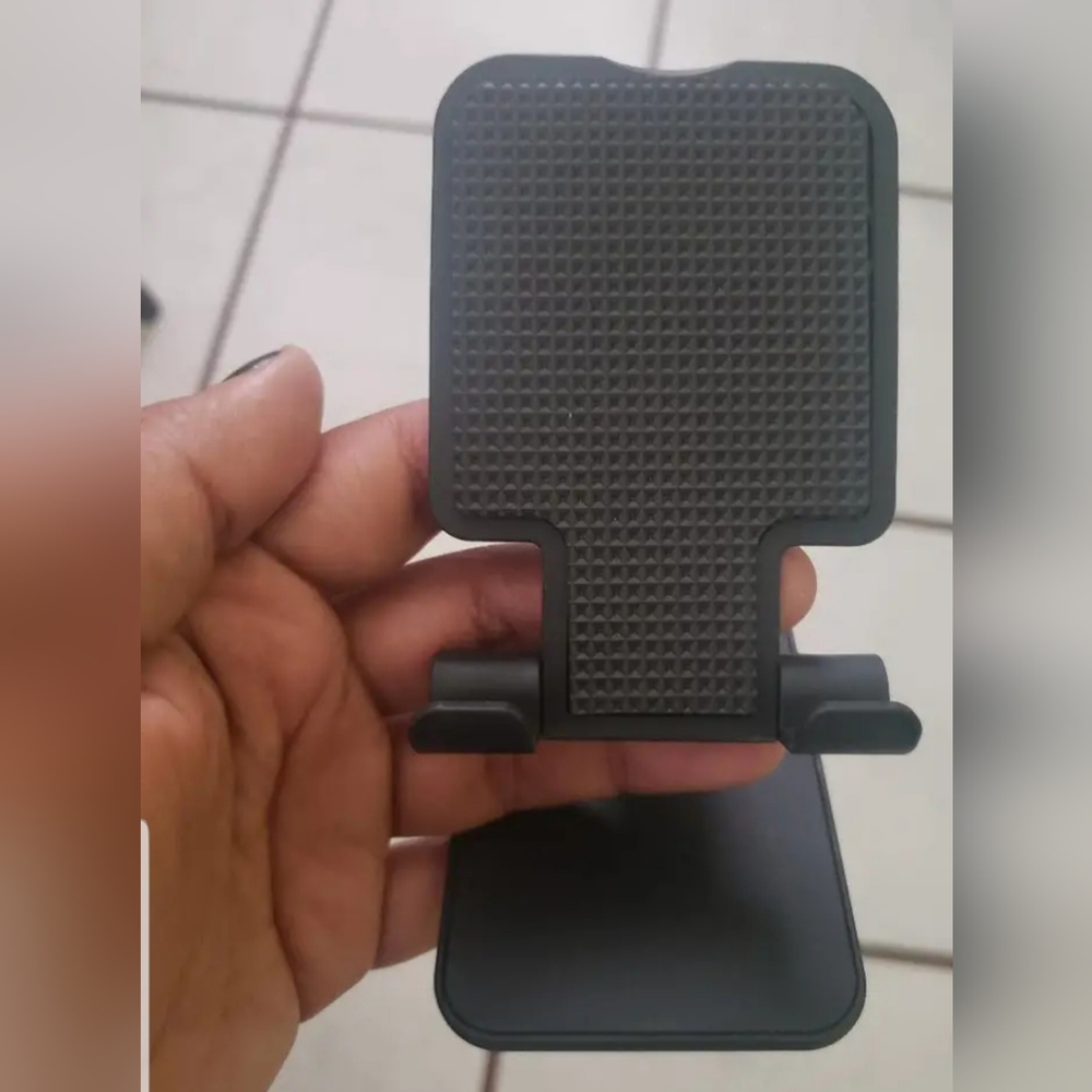 Foldable Mobile Phone & Tablet Stand Holder - Angle Height Adjustable - Black